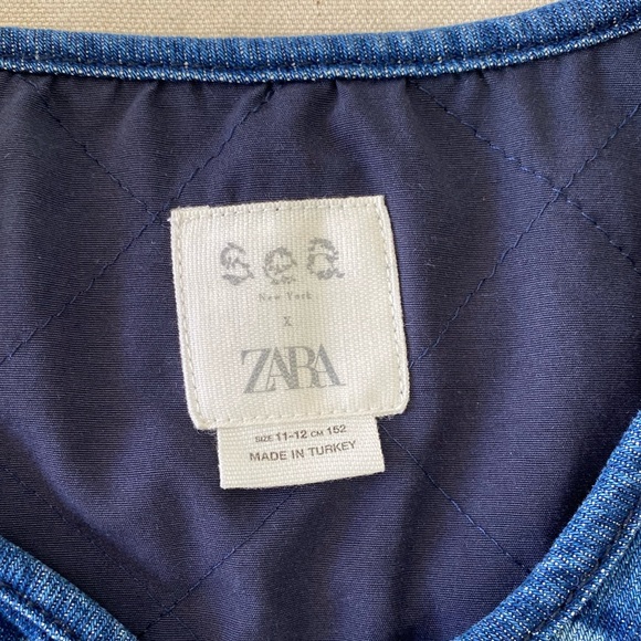 Zara x Sea New York Kids Blue Patterned Vest Dyed Denim Vest Casual Unisex 11-12 - Picture 2 of 6